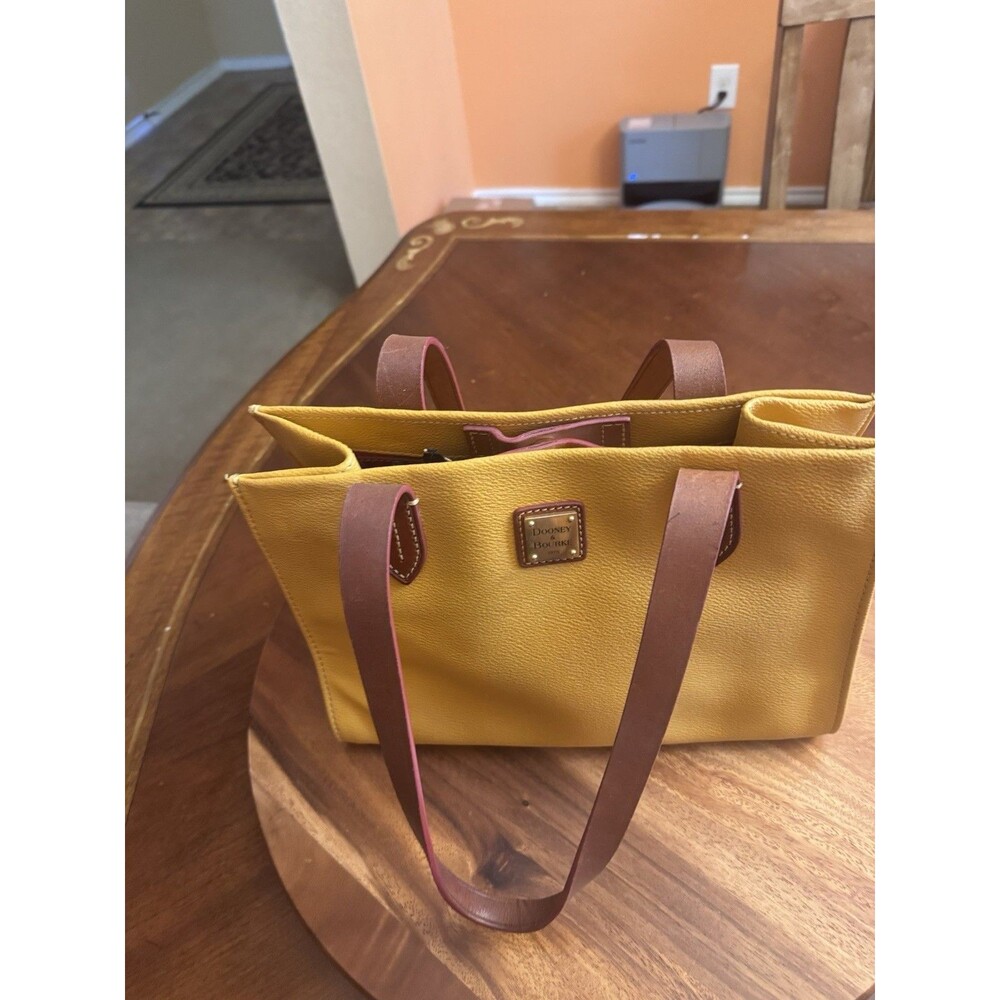 Dooney & Bourke Yellow Purse Bag Handbag Eva Shopper Coated 2 Handle Tote